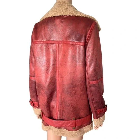 NEW Urban Outfitters Oversized Faux Leather Aviator Jacket